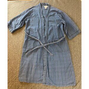 Vintage Company-B Blue Plaid Cotton Robe Belt Mens One Size Made In India